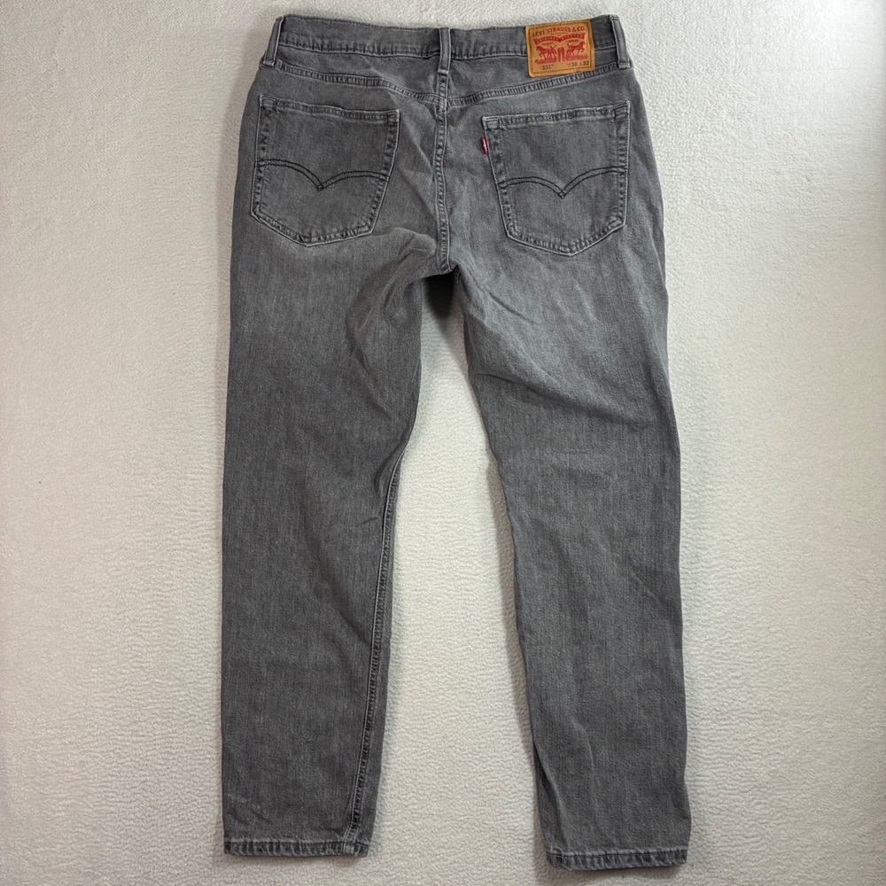Levi 531 Athletic Slim Jeans Mens‎ 36x31 Gray Distressed Stretch Casual Denim